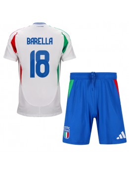 Italija Nicolo Barella #18 Dječji Gostujuci Dres kompleti EP 2024 Kratak Rukavima (+ kratke hlače)